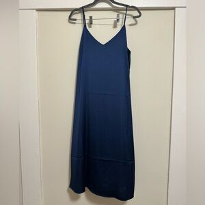The Drop Navy Satin Slip Dress